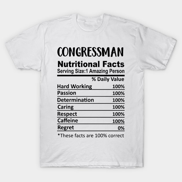 Congressman Nutrition Facts Funny T-Shirt by HeroGifts